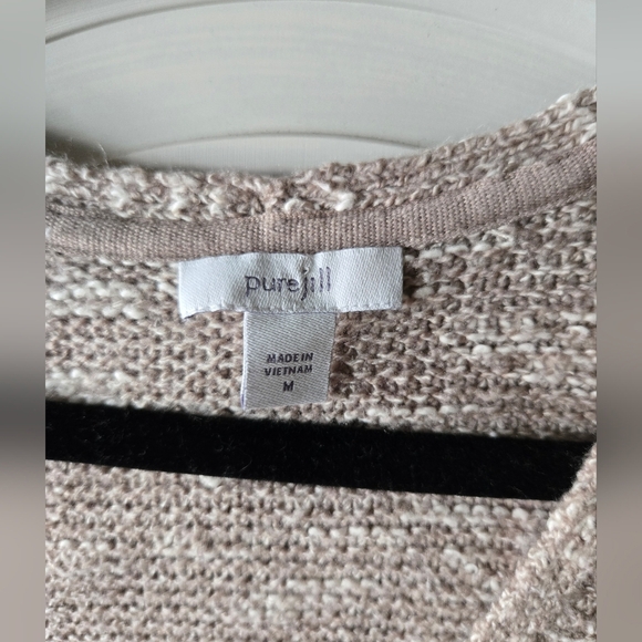 J.Jill Pure Jill Elegant V-Neck Tunic Sweater - Taupe Minimalist ~ Medium - Picture 4 of 5